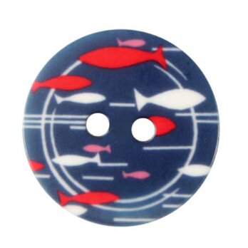 ドイツ キッズボタン フィッシュフロー15mm2個 B-1393 魚群 魚の群れ マリン 夏 海 金魚の画像