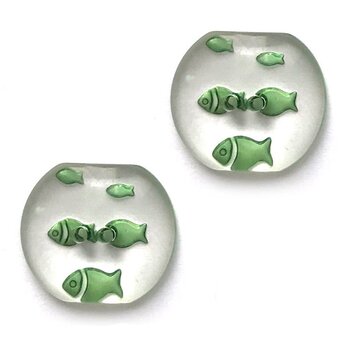 Sale ドイツ プラスチックボタン 水槽の魚 グリーン 2個  フィッシュ 金魚 熱帯魚 B-1907