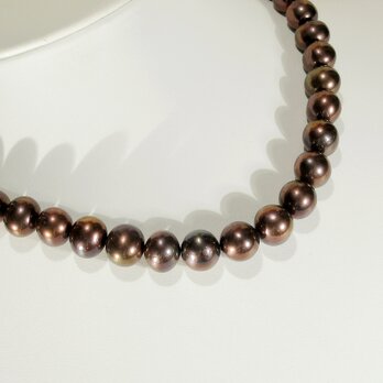 最大12.5mmの本真珠（淡水パール）とSV925のネックレス（ロジウム、強い照り、大粒、マルチカラー、ダークトーン）