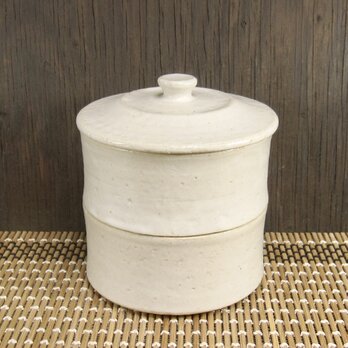 陶器 重箱型かさね小鉢 ２段　白マット【230717】の画像