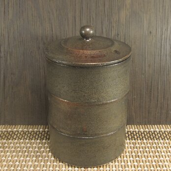 陶器 重箱型かさね小鉢 ３段　黒〜赤茶【230720】の画像