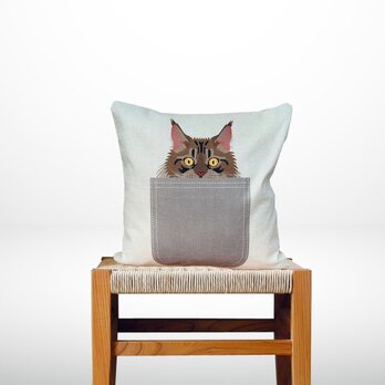 森のクッションⅡ S size cat in pocket -ヒノキの香 -の画像