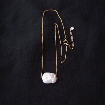 【K14gf】Rectangle Pearl Necklace／レクタングルパール チェーンネックレスの画像