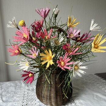 籐花　コスモスの花籠の画像