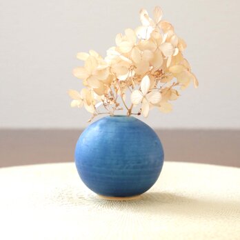 紺碧の釉薬 陶の球体一輪挿しの画像