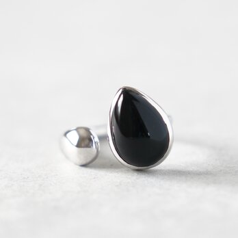 【リニューアル！】ブラックオニキスのペアシェイプフォークリング シルバー 天然石