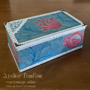[original 裁縫箱シリーズ] ウィリアムモリス　アネモネ生地の裁縫箱（ブルー）の画像