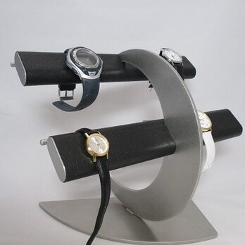 腕時計スタンド　ブラック革バンド専用三日月腕時計スタンド 　受注生産の画像