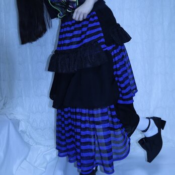 ギャザーティーアドデザインスカート6009BL meikeiinハンドメイドの画像