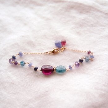 Mixed Stone Bracelet【K14gf】Purple／ブレスレットの画像