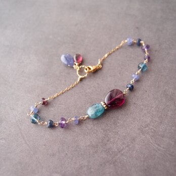 Mixed Stone Bracelet【K14gf】Purple／ブレスレットの画像