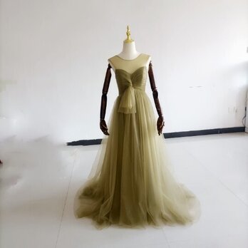 憧れのドレス グリーン カラードレス ソフトチュール ファスナー /花嫁/結婚式の画像