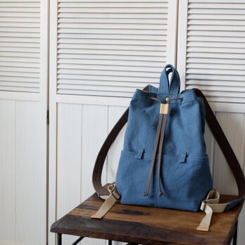 倉敷産帆布の柔らかリュック◇深青