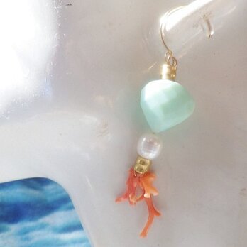 *14Kgf* Perubian Opal Sea Goddess Earrings ぺルビアンブルーオパール☆の画像