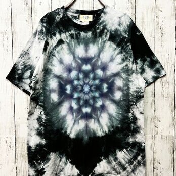 タイダイ染め Tシャツ　Lサイズ　曼荼羅　ブラック　Hippies Dye HD20-13の画像