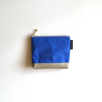 お財布にもなるミニポーチ ブルー×マッシュルームの画像