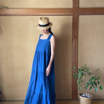藍染めコットンワンピース／Seseragi Dress in Indigoの画像