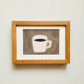 「コーヒータイム」原画 イラスト ※木製額縁入り（2Lサイズ）インテリアアート  *特集掲載＊