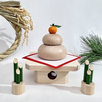 鏡餅　木製　かがみもち　小サイズ　無垢材　門松　お正月の画像