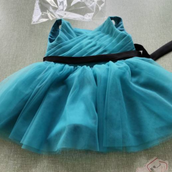 美品！かわいい ブルー カラードレス ソフトチュール 子供用ドレス サッシュベルト 前撮りの画像