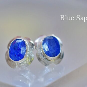 宝石カット★blue sappireシルバーピアス1191の画像