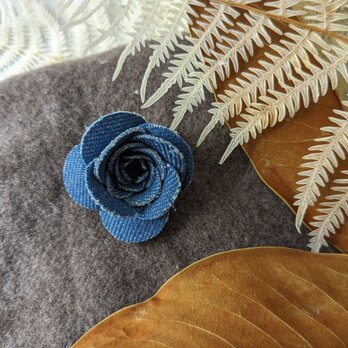 denimrose broach* blue〜デニムローズブローチの画像