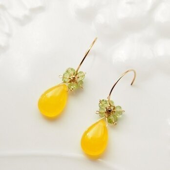 【再】菜の花色のピアス（14kgf）