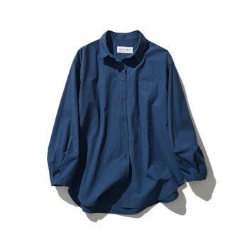 ラフな大人の着こなし　長袖シャツ　コットン100％　紺色　230901-6の画像