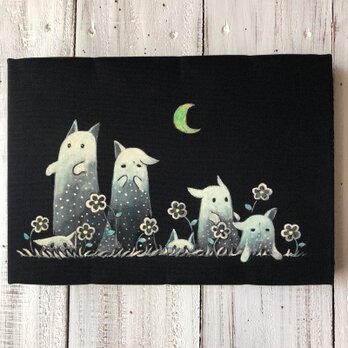 「土から出てくる猫木霊」SMサイズ アート作品 原画 絵本「猫木霊」使用 徳島洋子作品 ★ 星月猫の画像