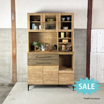 【SALE】ボード　食器棚　ｗ105　カップボード　キャビネット　アイアン　日本製の画像