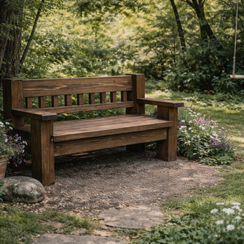 【職人手づくり】国産杉 無垢材 背もたれ付きガーデンベンチ｜屋外 屋内兼用 おしゃれ 椅子 ベランダ 玄関ベンチ ベンチチェア