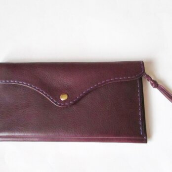 イタリア革の長財布 スリム型（プルーニャ・濃い紫）の画像