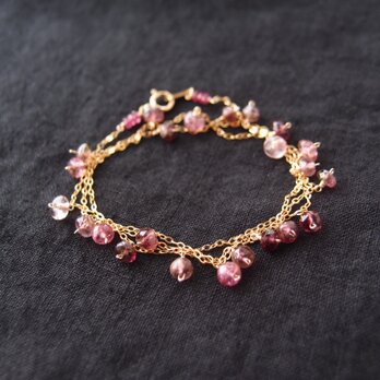 【K14gf】Gemstone Chain Necklace・Pink（Large）／ジェムストーン チェーンネックレスの画像