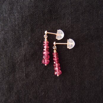 【K10YG】Rubellite Earrings／ルベライト スタッドピアスの画像
