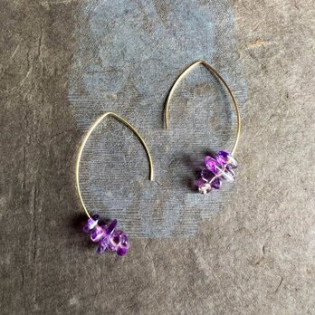 14kgf Amethyst Marquis Hoop Pierced Earrings Gift Box　100の画像