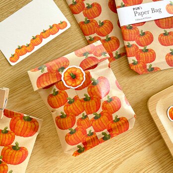 かぼちゃの平袋〈小｜8枚入〉マチなし 紙袋 ペーパーバッグ ギフトバッグ ラッピング 野菜モチーフ おしゃれ かわいいの画像