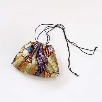 アフリカ布の巾着ショルダー（アフリカンプリント）斜めがけ たすき掛け インナーバッグの画像