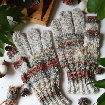 Noël〜聖夜  オパール毛糸のスマホ対応５本指手袋の画像