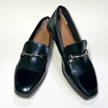 23.5cm 軽量撥水バイカラービットローファー (ダークグリーン)