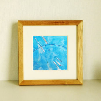 原画「流れ星」 ※木製額縁入り　(18×18㎝フレーム）　水彩・水彩画・絵画の画像
