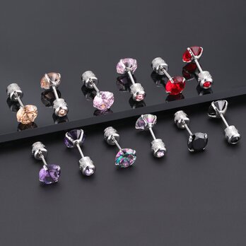 ピアス ネジ式キャッチ 立爪 リバーシブル サージカルステンレス 両耳用 1ペアの画像
