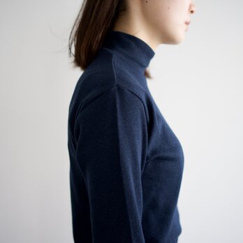 オーガニックコットンハイネック/high neck/heather navyの画像