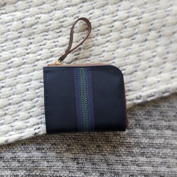 刺繍革財布『グラデーションステッチ』NAVY（牛革）二つ折り☆ミニ財布☆の画像