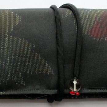 ７３４０　色大島紬の着物で作った和風財布・ポーチ　＃送料無料の画像