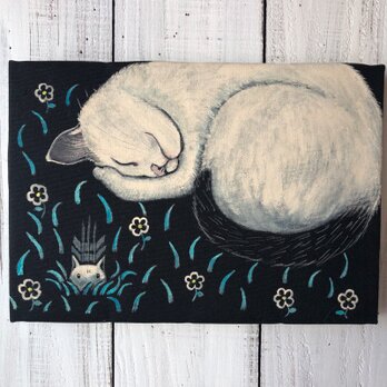 「逃げる猫木霊」SMサイズ アート作品 原画 絵本「猫木霊」使用 徳島洋子作品 ★ 星月猫の画像