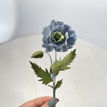 布花　飾れるブルーポピーの花一輪の画像