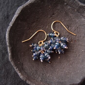 【K14gf・受注制作】Blue Sapphire × Kyanite Earrings／ブルーサファイア×カイヤナイト ピアスの画像