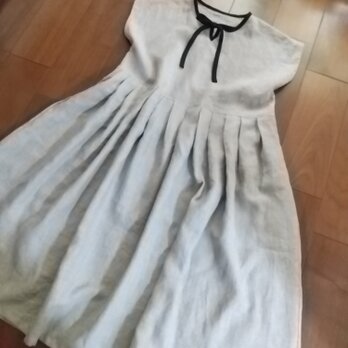 ダーク生なりリネンタックワンピース