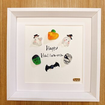 シーグラスアート　ハロウィン　ヒーリングアート　絵画　インテリア　飾り