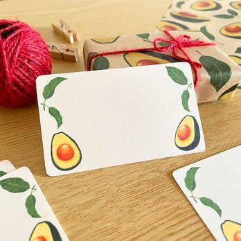 アボカドのメッセージカード 10枚入 名刺サイズ ギフト ラッピング プレゼント 野菜 グッズ おしゃれ クリスマスの画像